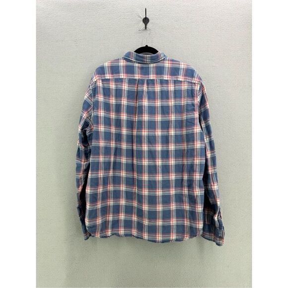 J. Crew Mens Blue Red Double Weave Classic Plaid Button Down Shirt Size XL - Picture 2 of 8